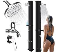 Qdreclod 35 L Doccia Solare da Giardino, Caldo e Freddo Regolabile, 60°C Max, Senza Elettricità, Doccia Solare con Soffione Rotante, Rubinetto a Pedale e Raccordo per Tubo Flessibile (60L)
