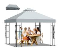 Qdreclod Telo di Ricambio per Gazebo 3x3 m, Copertura Impermeabile Doppio Strato con Protezione UV 95%, Tessuto 300D PA, Facile da Montare per Giardino, Matrimoni, BBQ e Feste all'Aperto(Grigio)