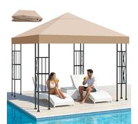 Qdreclod Telo di Ricambio per Gazebo 3x3m, Impermeabile e Anti-UV 300D, Copertura Rimovibile per Pergola con Fascette in Velcro Rinforzate, Ideale per Giardino, Terrazza, Campeggio e Spiaggia,Cachi