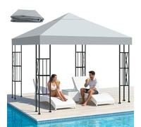 Qdreclod Telo di Ricambio per Gazebo 3x3m, Impermeabile e Anti-UV 300D, Copertura Rimovibile per Pergola con Fascette in Velcro Rinforzate, Ideale per Giardino, Terrazza, Campeggio e Spiaggia,Grigio