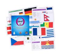 QE Qouizar Drap'O - Gioco di Carta: Bandiere del Mondo | 208 Paesi | Capitali, Lingue, Continenti. Geografia e strategia | 4 Livelli di difficoltà | per bambini e adulti - Gioco educativo