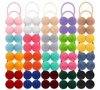 Qearl Elastici per capelli, 40 elastici per capelli con pompon, 20 colori in morbido velluto per coda di cavallo e elastici per bambine, neonati e bambini