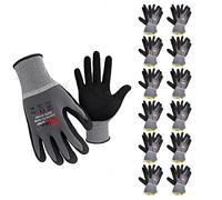 QEARSAFETY 12 paia di guanti di sicurezza da lavoro rivestiti in gomma nitrilica microschiuma, traspiranti, abrasioni, logistica, magazzino, uso generico, destrezza, colore grigio,7/S