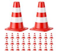 QEAS 30 mini coni di avvertimento da 2,4 cm, coni stradali per modellismo, cartelli stradali per bambini, blocco stradale, diorama, auto giocattolo, allenamento di calcio, arancione e rosso