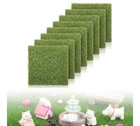 QEAS Set di 8 prato artificiale, 15 x 15 cm, tappeto erboso artificiale per fai da te, piastrelle in miniatura, per giardino in miniatura, modellismo, casa delle bambole, casa delle fate come