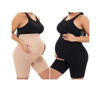 QeAUTY LAB - Biancheria intima per gravidanza, senza cuciture, per sostenere il ventre, previene l'attrito delle cosce, a vita alta, mezza coscia - multicolore - Medium