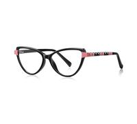 QECEPEI Cateye - Occhiali da donna con blocco della luce blu, per computer, Nero