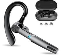 Qecnato Auricolare Bluetooth Singolo, Auricolari V5.4, Singolo Auricolare 60 Ore di Conversazione, Doppio ENC Mic, Cuffie Bluetooth Vivavoce Adatto per Affari/Ufficio/Guida/Lavoro, Nero