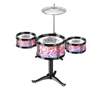 Qectial Batteria per Bambini in 3 Pezzi, Kit di Percussioni Musicali in PVC con Bacchette E Sedia Incluse, Ideale per Regali, Feste E Spettacoli Teatrali, 3 Tom