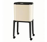 Qectial Bidone Spazzatura con Gambe | Carrellato, Resistente, Contenitore per Rifiuti, Ufficio, Crema
