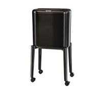 Qectial Bidone Spazzatura con Gambe | Carrellato, Resistente, Contenitore per Rifiuti, Ufficio, Nero
