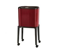 Qectial Bidone Spazzatura con Gambe | Carrellato, Resistente, Contenitore per Rifiuti, Ufficio, Rosso