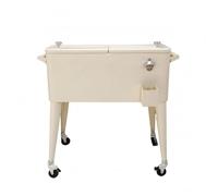 Qectial Carrello Bevande Isolato Carrello Bar Carrello Servizio Secchiello Ghiaccio Metallo con Corpo Rettangolare E Struttura Liscia Facilità di Servizio E, Beige