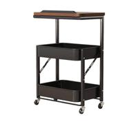 Qectial Carrello di Servizio Su Ruote, Tavolino Laterale Mobile, Tavolino Da Caffè Pieghevole Multiuso Contenitore per La Camera Da Letto, Nero