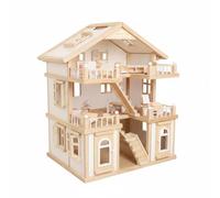 Qectial Casa Bambole Giocattolo Casa Miniatura Casa Costruibile con Layout a Tre Livelli per Gioco di Ruolo Collaborativo E Storie di Famiglia Adatta a Bambini Genitori Giochi Domestici, White