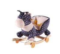 Qectial Cavallo a Dondolo per Bambini Cavalluccio Gioco a Dondolo Convertibile con Ruote Passeggino Seduta Imbottita Schienale Avvolgente Corrimano Laterale, Blu, 60 28 50CM
