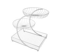 Qectial Cestino Porta Frutta Multilivello Porta Uova Contenitore Pane Snack Materiale Ferro Superficie Liscia Design Arieggiato Adatto per Cucina Tavolo da, Bianco 3 strati