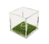 Qectial Contenitore Portaoggetti in Acrilico Scatola Teche Supporto Base Inserti Vetrina con Sintetica Funzione Esposizione Trasparente con Supporto per Mini Palla Adatto per Regalo, 9x9x9 Cm