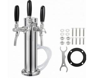 Qectial Dispenser Birra da Appoggio con Rubinetti Regolabili Pratico Torre Spillatrice in Acciaio Inox Professionale per Bar Commerciale, Ristorante