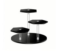 Qectial Espositore Acrilico Ripiano Scaffale Supporto Riser con Livelli Rialzati Compatti Che Ottimizzano lo Spazio E Mettono in Evidenza Dettagli di Figure E, Nero, size to 4