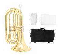 Qectial Euphonium Marching in Ottone con Tre Valvole Agili E Proiezione Potente Corpo Avvolto Verticale Confortevole Finitura Brillante con Borsa da Trasporto Adatto per Banda Prove Eventi All’aperto