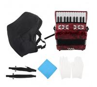 Qectial Fisarmonica Principiante Fisarmonica Pianoforte Strumento Musicale Tastiera Portatile con Mantice Pieghevole Finitura Effetto Celluloide in con, Rosso