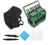 Qectial Fisarmonica Principiante Fisarmonica Pianoforte Strumento Musicale Tastiera Portatile con Mantice Pieghevole Finitura Effetto Celluloide in con, Verde