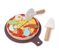 Qectial Giocattolo Pizza Bambini Set Cucina Gioco Pizza in Legno con Taglio E Servizio Ingredienti Posizionabili Tavoletta per Coordinazione Occhio Mano Adatto a Scuola Ludoteca Casa