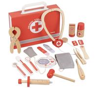 Qectial Gioco Del Dottore Bambini Set Medico Finto Kit Dottore Giocattolo Valigetta Legno con Strumenti Facili da Afferrare per Pratica Sicura E , Scatola Regalo
