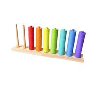 Qectial Gioco di Smistamento Dei Colori con Anelli Impilabili in Legno, Giocattolo Educativo per Bambini in Età Prescolare, per L'apprendimento Del, 7 Colori, Taglia unica bambino