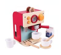 Qectial Macchina da Caffè per Bambini Giocattolo Caffettiera Set Macchinetta Espresso in Legno Completo di Accessori Simulazione Dal Macinare al Servire