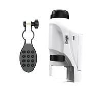 Qectial Microscopio per Bambini 60-120x, Microscopio Ottico per Bambini, Mini Microscopio Portatile Educativo per Tessuti, per La Scuola, Bianco con Supporto