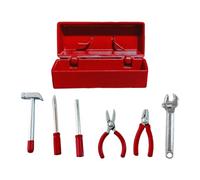 Qectial Mini Valigetta per Attrezzi Fai da Te per La Riparazione di Case delle Bambole, Accessori in Miniatura per Piccoli Ornamenti per Casette, Giochi di RU, Custodia Rossa