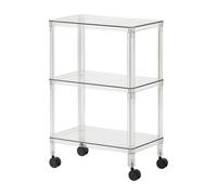 Qectial Organizer Su Ruote con Ripiano Trasparente, Contenitore Mobile in PET con Ruote per Una Soluzione di Archiviazione Funzionale, Adatto per Camera Da Le, 3 Ripiani 46x27x70.5 Cm
