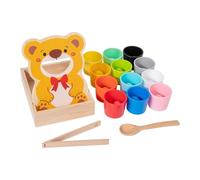 Qectial Palline Arcobaleno in Tazze, Giocattolo Educativo per Bambini Piccoli, per Ordinare E Contare, per Allenare Il Pensiero Logico, Giocattoli in Legno Pe, con 12 Palline, Taglia unica bambino