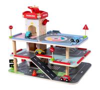 Qectial Parcheggio Bambini Gioco Auto Garage Ascensore Manuale Helipad Legno Struttura Multi Livello Adatto per Apprendimenti Motori Manualità Ragazzi Scenari, Centro M-parking