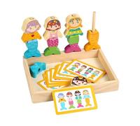 Qectial Puzzle in Legno per Travestimenti, Gioco Impilabile Educativo, per Mescolare E Abbinare Abiti, per Imparare a Contare E Riconoscere I Colori, Sirena, Taglia unica bambino