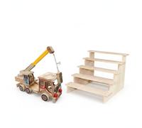 Qectial Scaffale Espositivo in Legno a Forma di Camioncino con Braccio Mobile E Ripiani Scomponibili, Ideale per Dei Bambini E Come Vetrina Da Ta