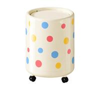 Qectial Secchio Rifiuti con Ruote da 12 Litri in Polipropilene con Rotelle E Secchio Interno Estraibile per La E il Bagno, Pois Multicolor