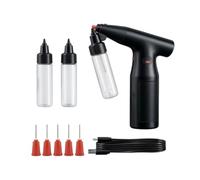 Qectial Spruzzatore Elettrico Manuale con Contenitori Ml Nylon E Ugelli da 03 Mm 05 Mm E 08 Mm per Riparazioni E Colorazione di Capelli E Unghie, Nero