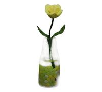 Qectial Tiny Houses Vaso, Mini Modello di Fiore per Casa delle Bambole Miniatura con Vaso di Vetro per Decorazione da Giardino in 1/6 1, Mescolare Una Rosa Gialla