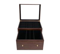 Qectial Trading Card Storage Box Contenitore per Carte da Gioco Scatola in Legno Resistente con Finestra Trasparente Organizer Pratico per Carte Sportive, Marrone