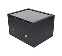 Qectial Trading Card Storage Box Contenitore per Carte da Gioco Scatola in Legno Resistente con Finestra Trasparente Organizer Pratico per Carte Sportive, Nero