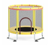 Qectial Trampoline Rotondo per Bambini con Rete Protettiva E Maniglia di Supporto con Piedini Antiscivolo E Struttura Resistente per Esercizio Fisico Adatto, Giallo