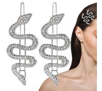 QEDBOJE 2 Pezzi Accessori Per Capelli Serpente Strass Lucente Accessori Per Capelli Semplice Avvolto Medusa Pinza Per Capelli Serpente Per Donne E Ragazze (Argento)