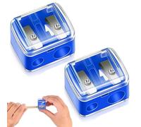 QEDBOJE 2 Pezzi Temperamatite Universale per Trucco, Affilatore Cosmetico, Lame di Precisione, Compatto per Viaggio, Temperino per Matite Kajal, Matite Sopracciglia, Matite Labbra, Eyeliner (Blu)