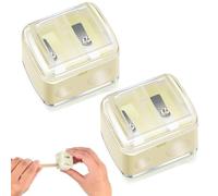 QEDBOJE 2 Pezzi Temperamatite Universale per Trucco, Affilatore Cosmetico, Lame di Precisione, Compatto per Viaggio, Temperino per Matite Kajal, Matite Sopracciglia, Matite Labbra, Eyeliner (Bianco)