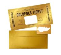 QEDBOJE Biglietto da Grattare con Scritta Golden Ticket, Set di Voucher da Compilare Autonomamente, Gratta e Vinci da Scrivere su Te Stesso con Adesivo Antigraffio, con Busta per Teatro Invito a Cena