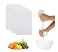 QEDBOJE Confezione da 4 pezzi Tessuto Passapasta a Maglia Fine, Riutilizzabili, Filtro a Maglia Fine con Cordino per Succhi, Caffè, Yogurt e Tè, Multiuso, Sacchetto per Bevande Vegetali