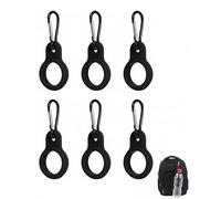 QEDBOJE Porta Borraccia Clip in Silicone 6 Pezzi Nero - Robusto Moschettone per Bottiglie d'Acqua, da Zaino e Cintura, ideale per Escursioni, Campeggio, Outdoor.